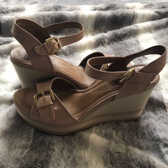 Clarks Soft Cushion Platform Sandals 7.5 Blush - Picture 4 of 4